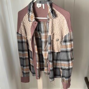 Free People Plaid Button-Up Jacket